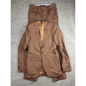 Hockerty Suit Mens Medium Brown Linen Blend Blazer Pants Set Made to Measure
